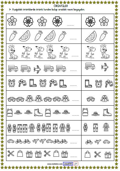 1. Sınıf Matematik Örüntüler Etkinliği 4