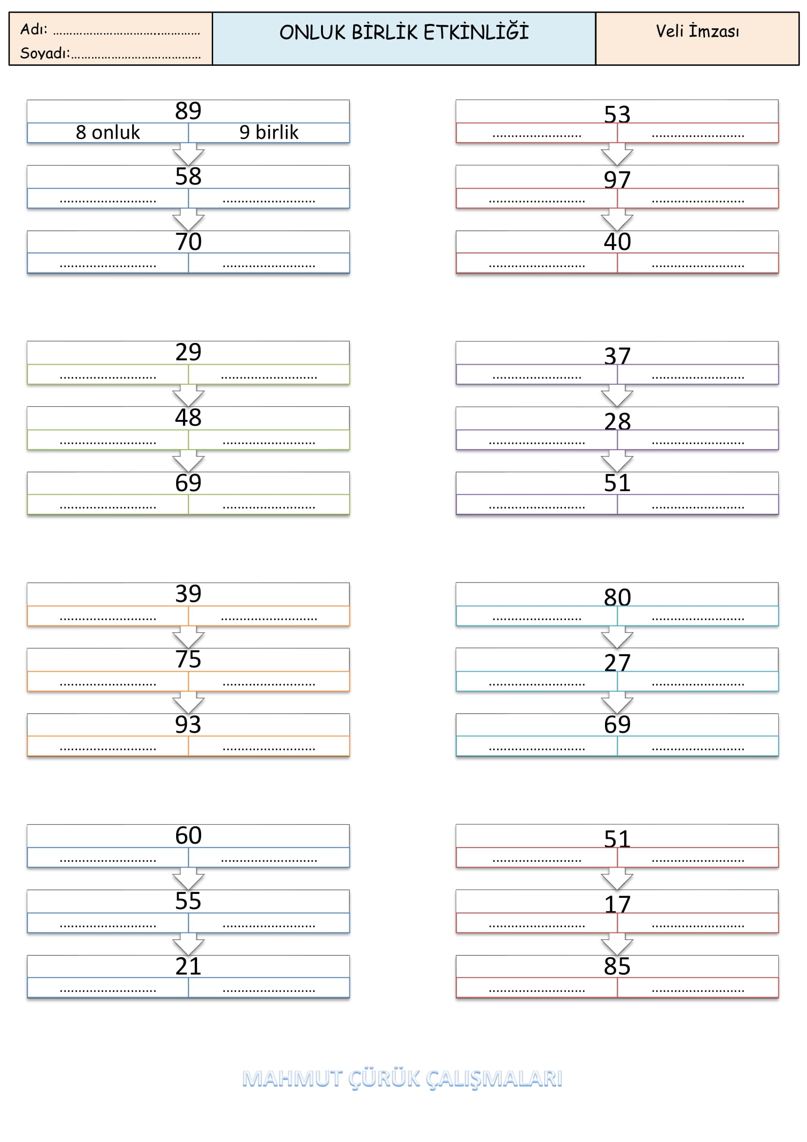 2.Sınıf - Matematik - Onluk Birlik Etkinliği-3