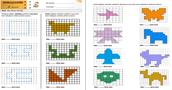 3.Sınıf Matematik Alan Ölçme Etkinliği 4