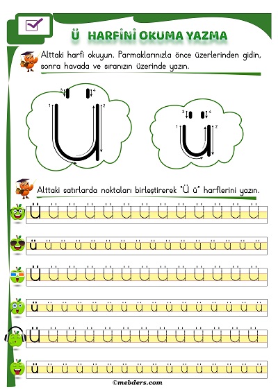 1.Sınıf İlkokuma Ü Sesi Okuma Yazma Etkinliği