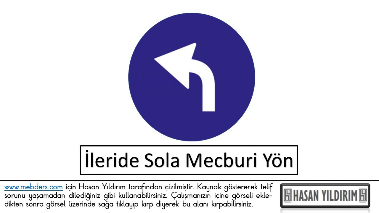 İleride Sola Mecburi Yön PNG