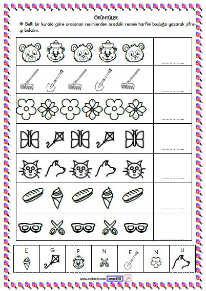 1. Sınıf Matematik Örüntüler Etkinliği 2