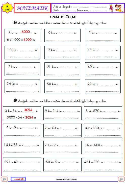 4. Sınıf Matematik Uzunluk Ölçme Etkinliği 6