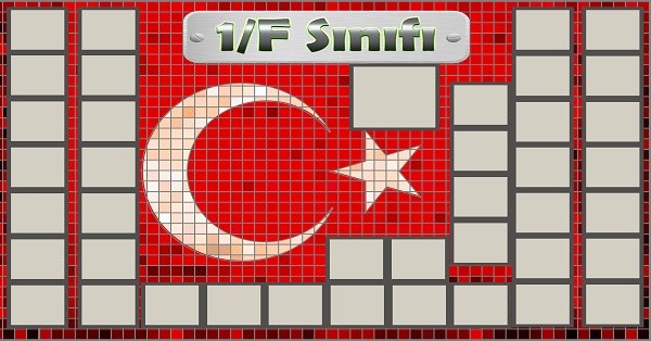 Model 54, 1F şubesi için Türk bayraklı fotoğraf eklemeli kapı süslemesi - 40 öğrencilik