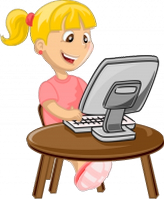 Clipart bilgisayar başında oturan kız çocuk resmi png