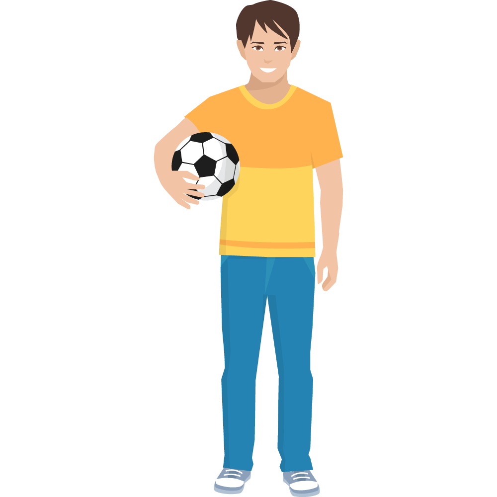 Clipart elinde futbol topuyla genç erkek resmi