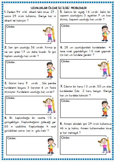 2. Sınıf Matematik Uzunluk Ölçme İle İlgili Problemler 2 Etkinliği