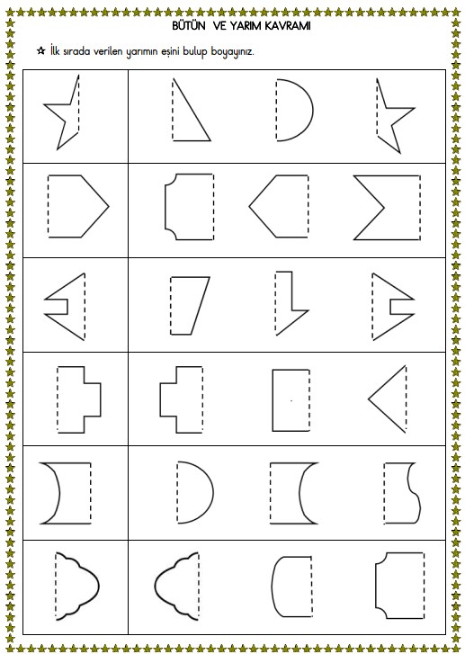 1. Sınıf Matematik Bütün ve Yarım Etkinliği 4