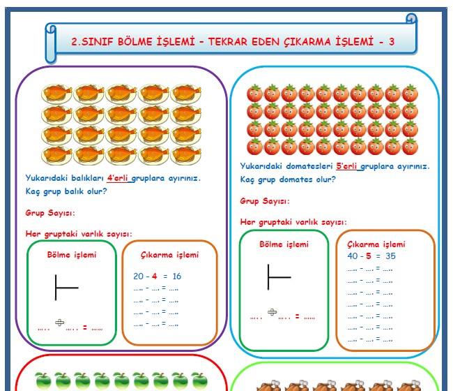 2.Sınıf Matematik Bölme İşlemi Tekrar Eden Çıkarma İşlemi 3