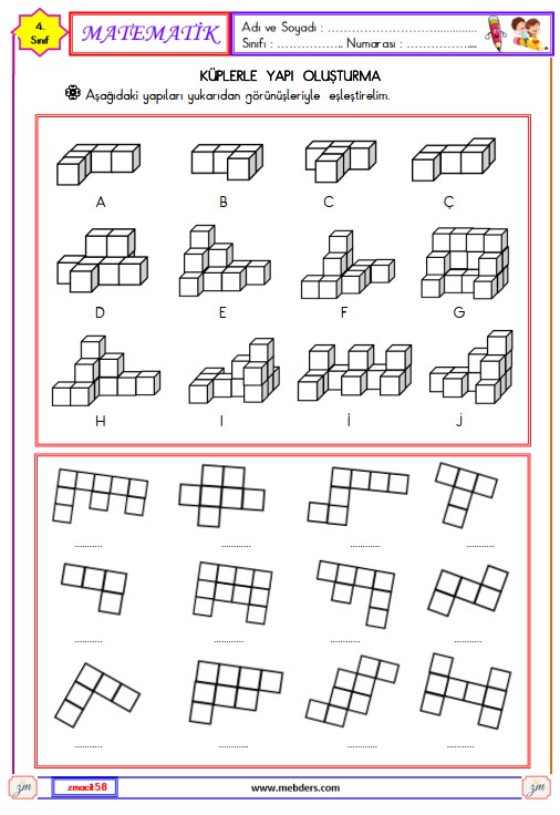 4. Sınıf Matematik Küplerle Yapı Oluşturma Etkinliği 5