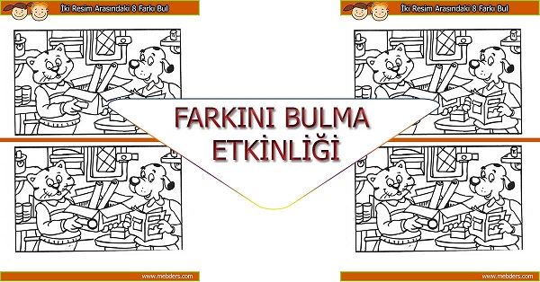 Sevimli hayvanlar arasındaki 8 farkı bulma etkinliği