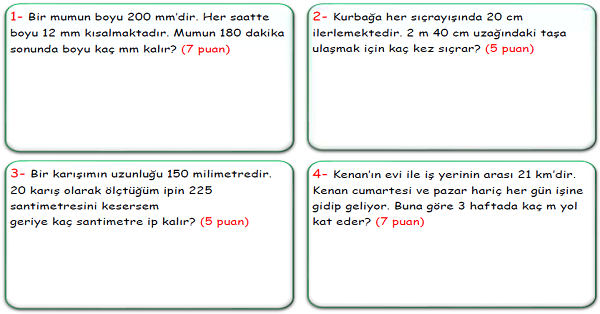 4.Sınıf Matematik Uzunluk Ölçüleri Problemleri-2