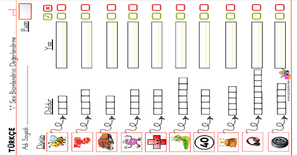 1. Sınıf İlk Okuma Yazma I Sesi Değerlendirme