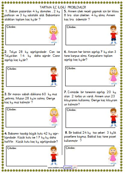 2. Sınıf Matematik  Tartma ile İlgili Problemler Etkinliği 1