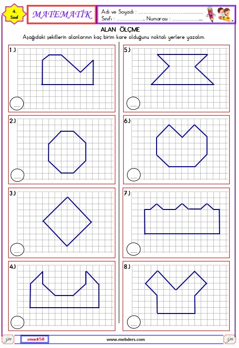 4. Sınıf Matematik Alan Ölçme Etkinliği 12