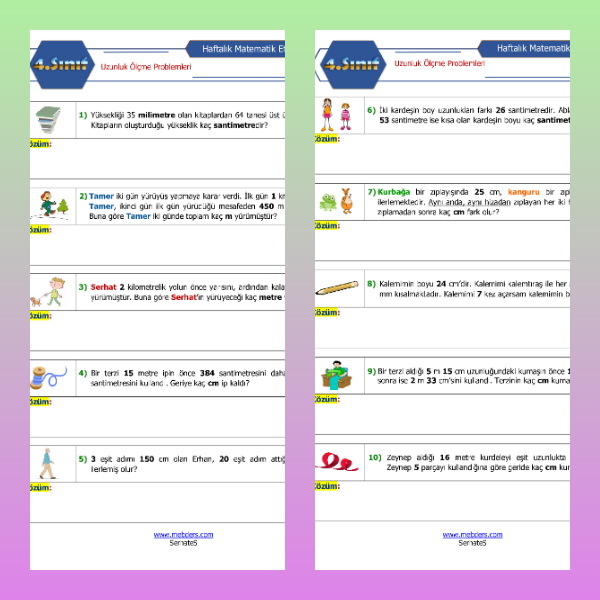 4. Sınıf Matematik - Uzunluk Ölçme Problemleri Etkinliği