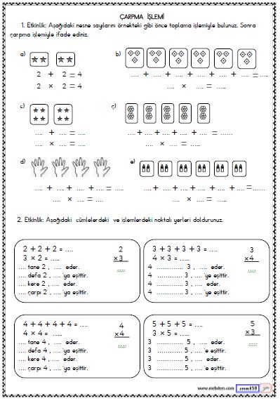 2. Sınıf Matematik Çarpma İşlemi Etkinliği 2