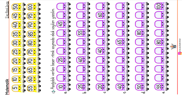 1. Sınıf Matematik Ritmik Saymalar (5'er Sayma)
