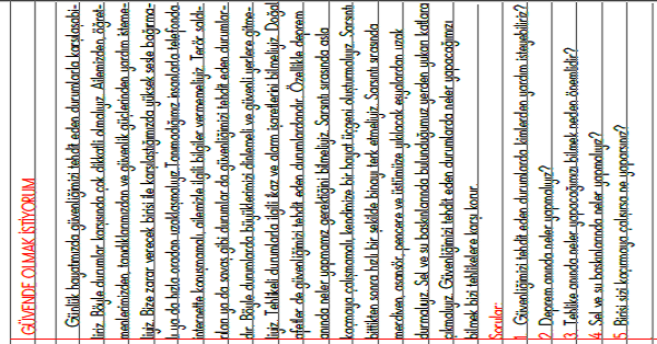 3.Sınıf - Hayat Bilgisi Güvende Olmak İçin Yapabileceklerimiz Defter Özeti
