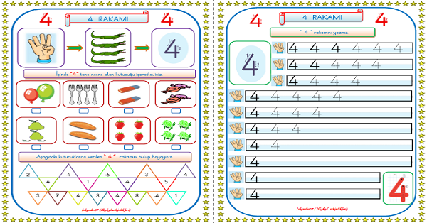 1. Sınıf Matematik 4 Rakamı Etkinliği
