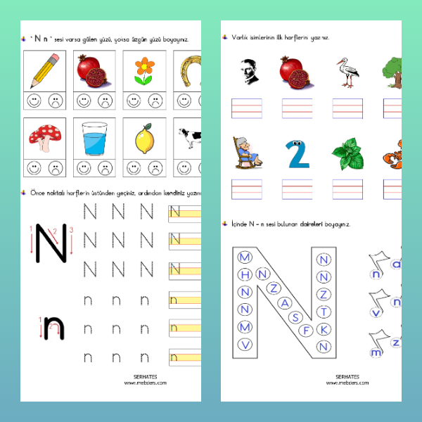1. Sınıf İlkokuma Yazma - N Sesi Etkinliği - 1