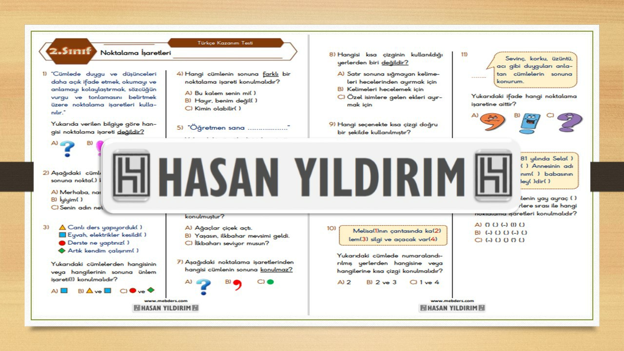 2.Sınıf Türkçe Noktalama İşaretleri Testi