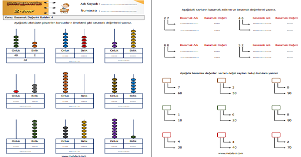 2.Sınıf Matematik Basamak Değerini Bulalım Etkinliği 4