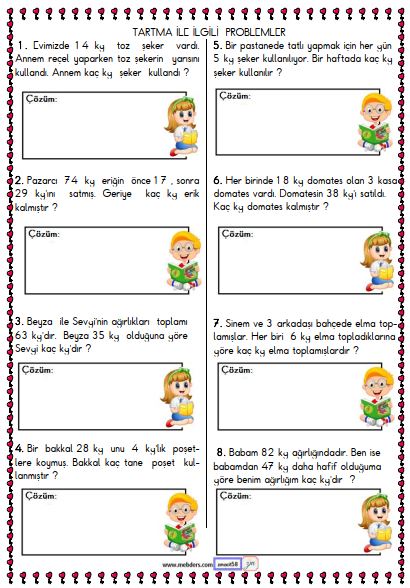 2. Sınıf Matematik  Tartma ile İlgili Problemler Etkinliği 2