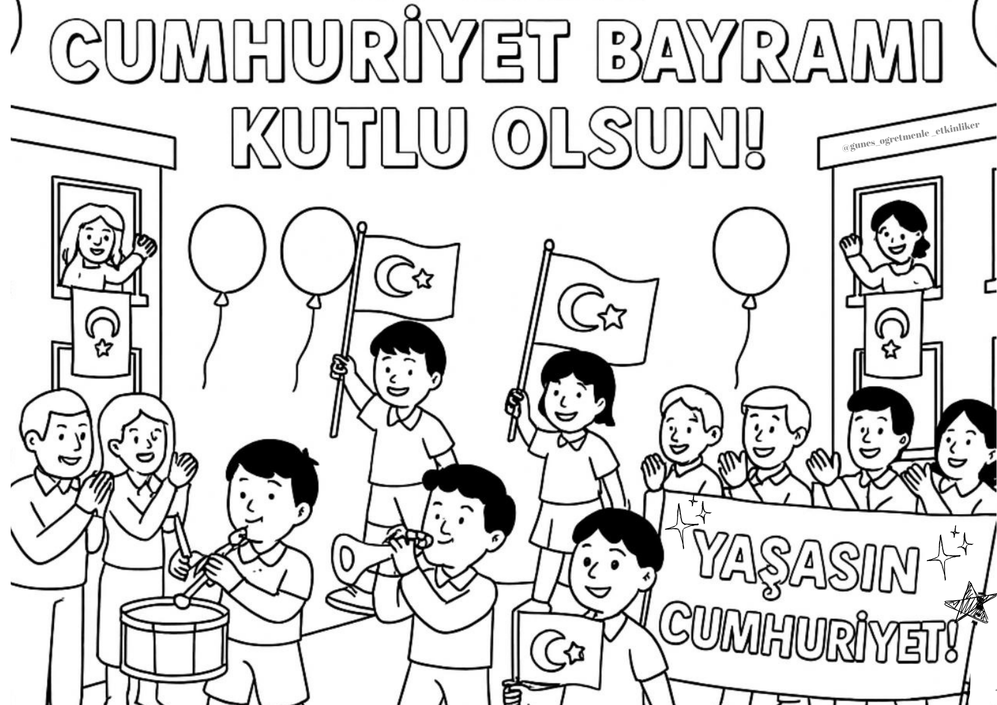 Cumhuriyet Bayramı Boyama Sayfaları