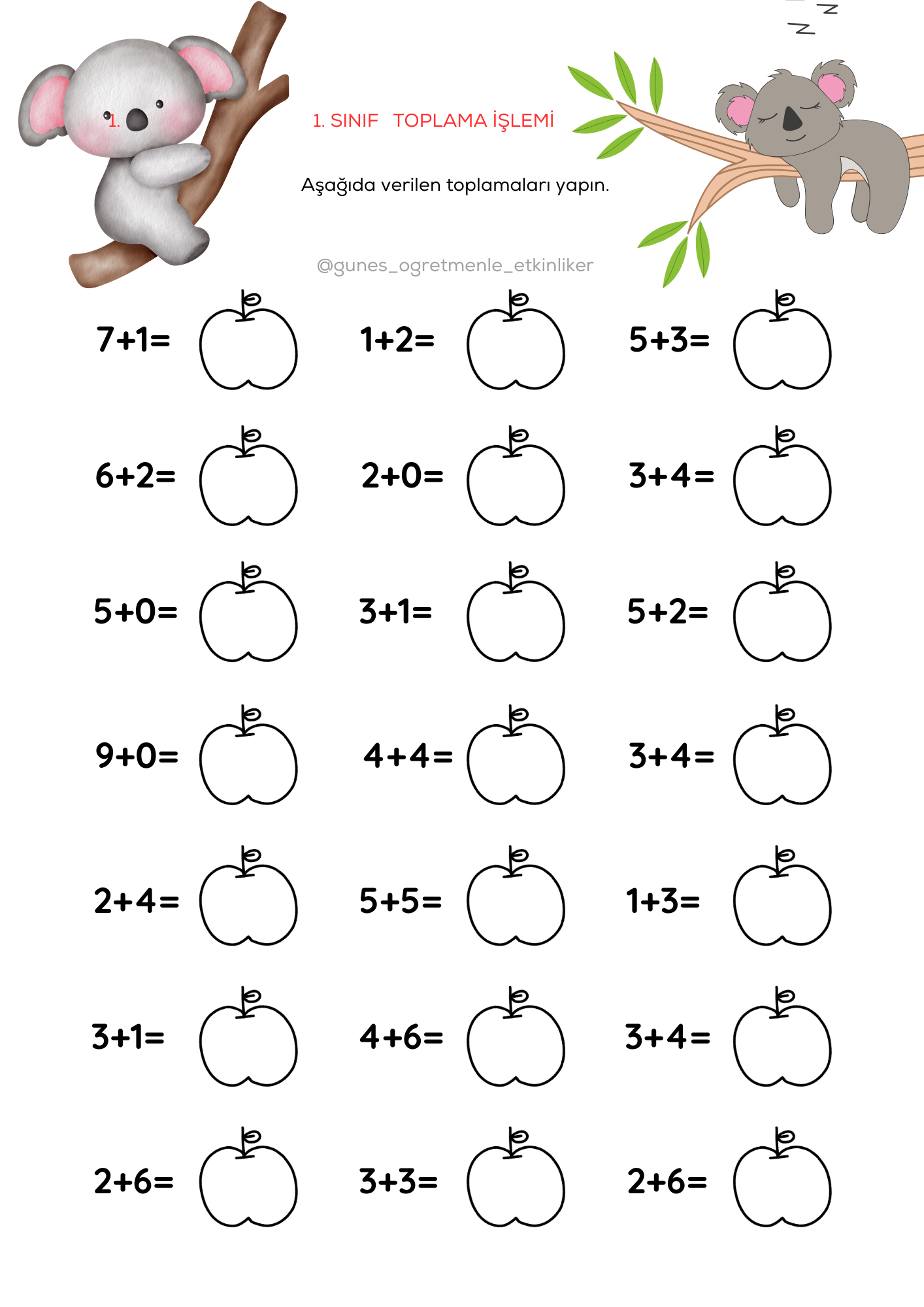 1.Sınıf Matematik Toplama İşlemi