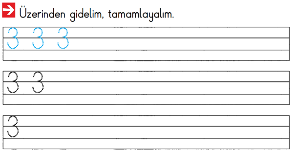 1.Sınıf Matematik (3 Rakamı) Üç Rakamı Etkinliği