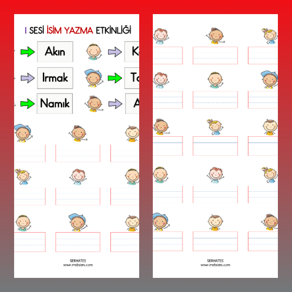 1. Sınıf İlkokuma Yazma - I Sesi İsim Yazma (Dikkat) Etkinliği