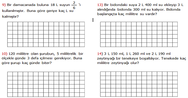 4.Sınıf Matematik Litre ve Mililitre ile İlgili Problemler (Sıvı Ölçme Problemleri) 1