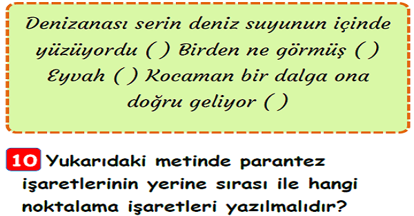 3.Sınıf Türkçe Noktalama İşaretleri Yaprak Test-3