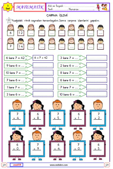 3.Sınıf Matematik Çarpma İşlemi Etkinliği 8
