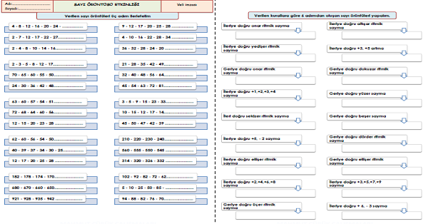 3. Sınıf Matematik - Sayı Örüntüsü Etkinliği