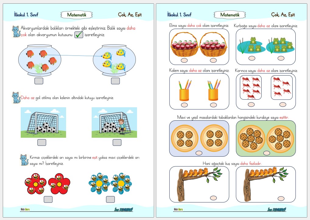 1. Sınıf Matematik Çok, Az, Eşit