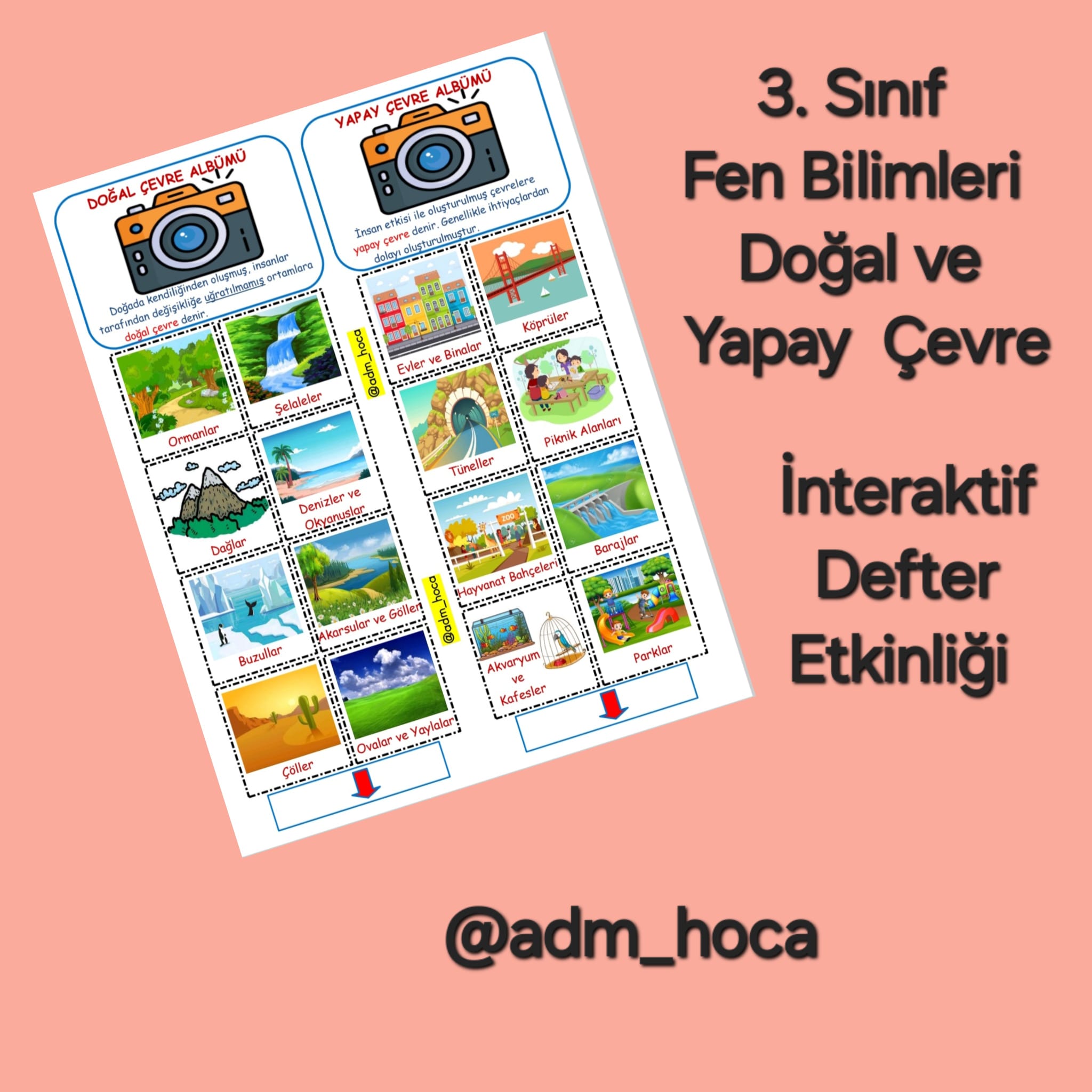 3. Sınıf Fen Bilimleri Doğal ve Yapay Çevre İnteraktif Defter Etkinliği