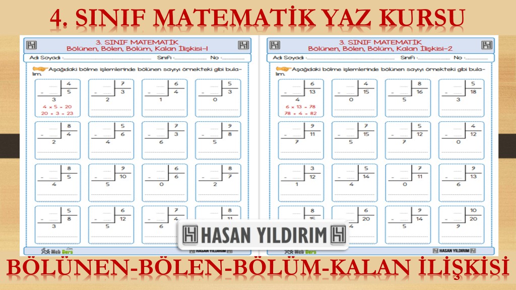 4.Sınıf Matematik Yaz Kursu - Bölünen, Bölen, Bölüm, Kalan İlişkisi (3.Sınıf Tekrarı)