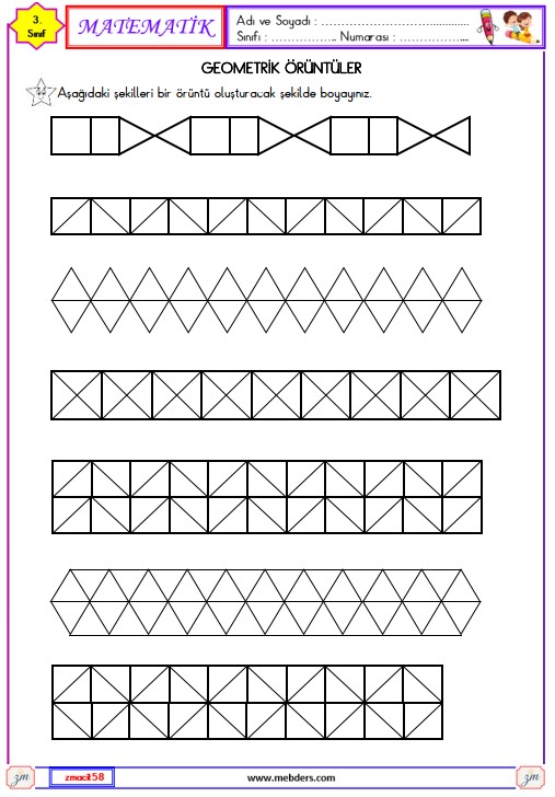 3. Sınıf Matematik Geometrik Örüntüler Etkinliği 2