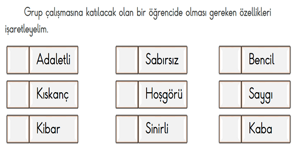 2.Sınıf Hayat Bilgisi Grup Çalışma Kurallarına Uyarım Etkinliği