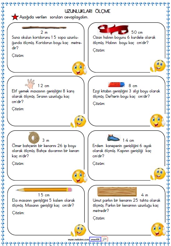 2. Sınıf Türkçe Matematik Uzunlukları Ölçme Etkinliği 11