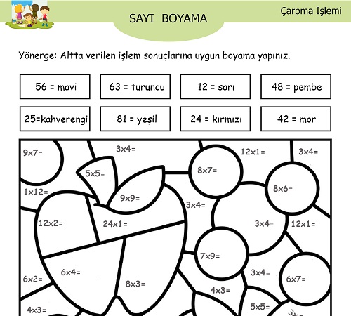 Çarpma İşlemli Sayı Boyama Etkinliği 2