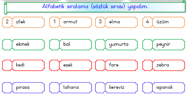 1.Sınıf Türkçe Alfabetik Sıralama-4