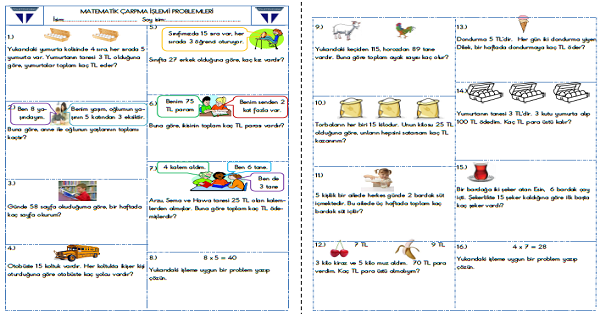 3.Sınıf - Matematik Çarpma İşlemi Problemleri-20