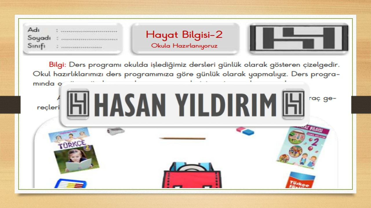 2.Sınıf Hayat Bilgisi Okula Hazırlanıyoruz Çalışma Sayfası