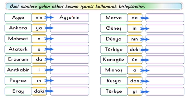 2.Sınıf Türkçe Özel İsimler Etkinliği-2