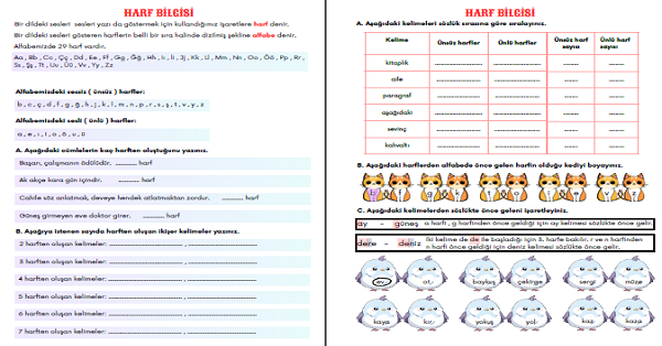 4. Sınıf Türkçe Harf Bilgisi Ve Alfabetik Sıralama 3 Sayfa