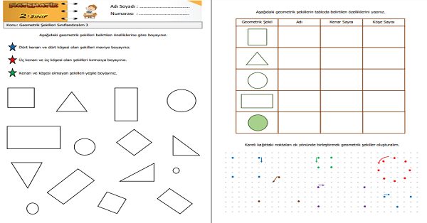 2. Sınıf Matematik Geometrik Şekilleri Sınıflandıralım Etkinliği 3