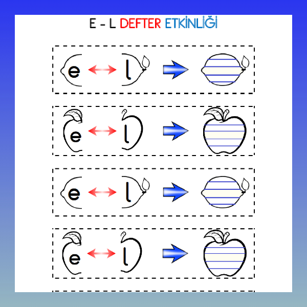 1. Sınıf İlkokuma Yazma - L Sesi EL Hecesi Defter Etkinliği